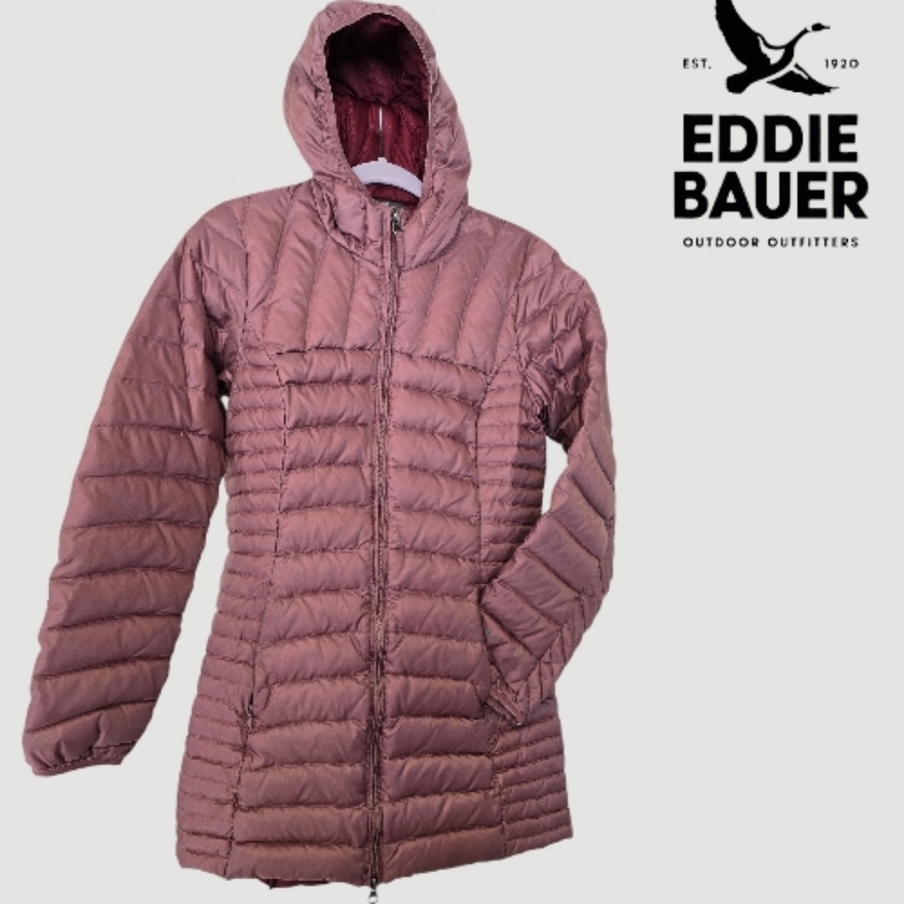 Eddie Bauer Mauve Hooded Lightweight Down Puffer Coat